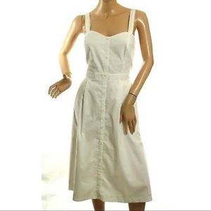 GUESS. Sweetheart Neck True White. Midi. Cotton Fit & Flare Poplin Elena Dress 6